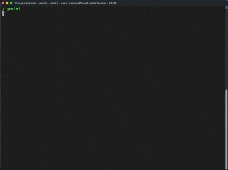 Gemini CLI’s built-in tool list — shell, file read/write, web search, and more, available before any MCPs are added